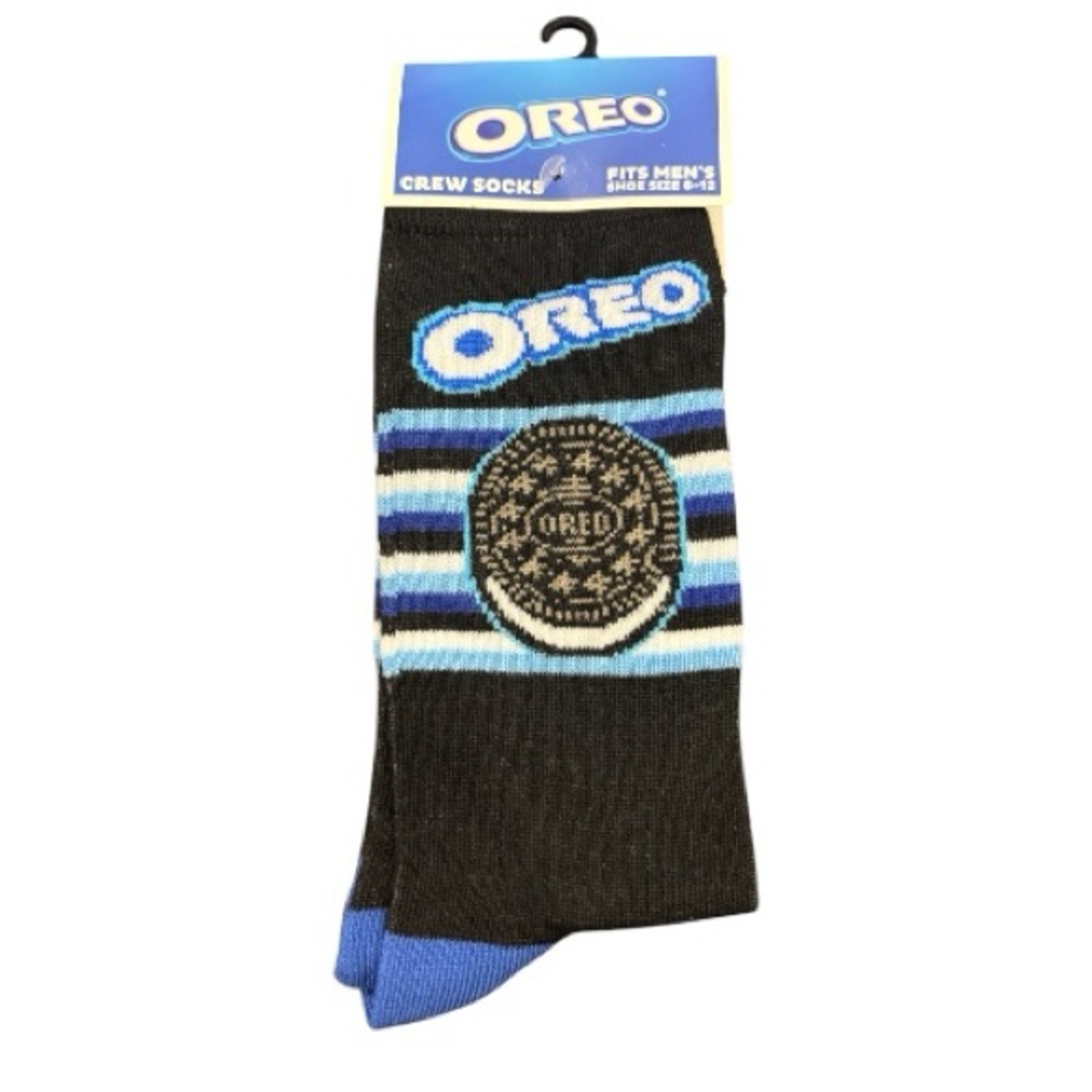 Oreo Cookie Striped Black & Blue Crew Socks NEW SZ 6-12